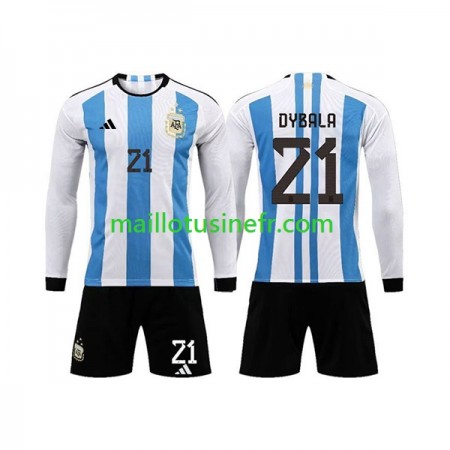 Maillot de Foot Argentine 3 Stars Paulo Dybala 21 Domicile Coupe du monde 2022 Manches Longues - Enfant Maillot de Foot Argentine 3 Stars Paulo Dybala 21 Domicile Coupe du monde 2022 Manches Longues - Enfant